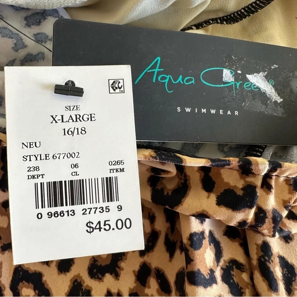 Aqua Green Women's Animal Print Twist Front One Piece Swimsuit Size XL …